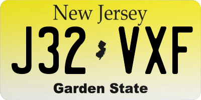NJ license plate J32VXF