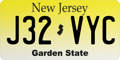NJ license plate J32VYC