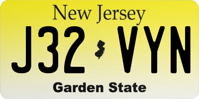 NJ license plate J32VYN
