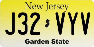 NJ license plate J32VYV