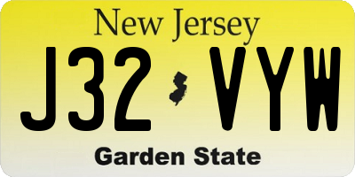 NJ license plate J32VYW