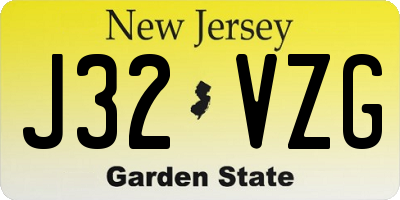 NJ license plate J32VZG