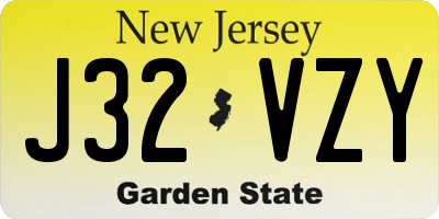 NJ license plate J32VZY