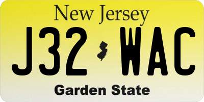 NJ license plate J32WAC