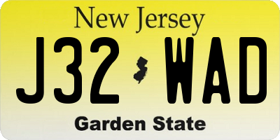 NJ license plate J32WAD