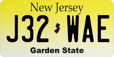 NJ license plate J32WAE