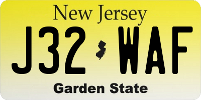 NJ license plate J32WAF