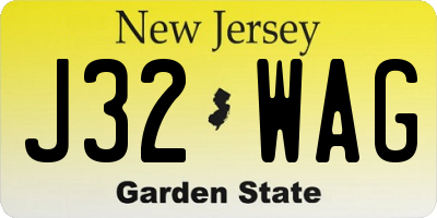 NJ license plate J32WAG