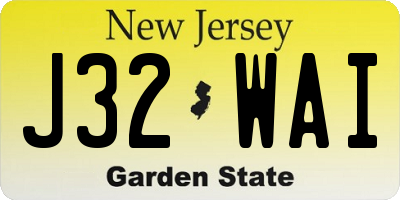 NJ license plate J32WAI