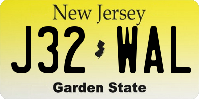 NJ license plate J32WAL