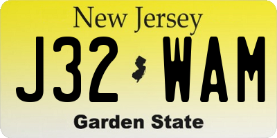 NJ license plate J32WAM