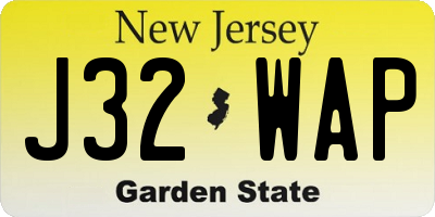 NJ license plate J32WAP