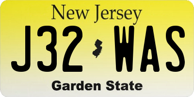 NJ license plate J32WAS