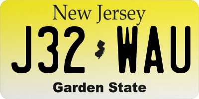 NJ license plate J32WAU