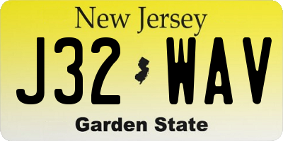 NJ license plate J32WAV