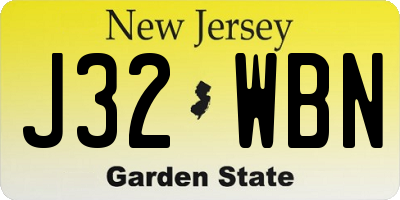 NJ license plate J32WBN
