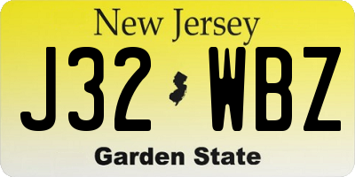 NJ license plate J32WBZ