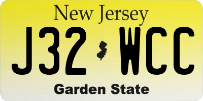 NJ license plate J32WCC