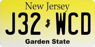 NJ license plate J32WCD