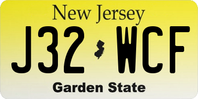 NJ license plate J32WCF