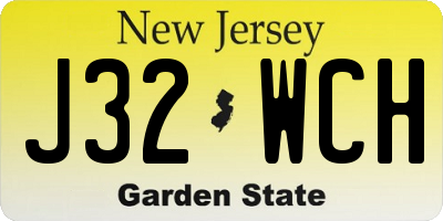 NJ license plate J32WCH
