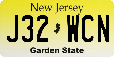 NJ license plate J32WCN