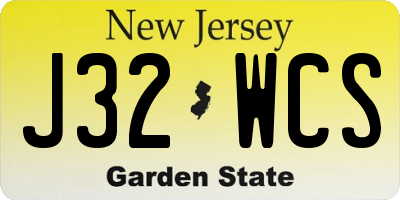 NJ license plate J32WCS