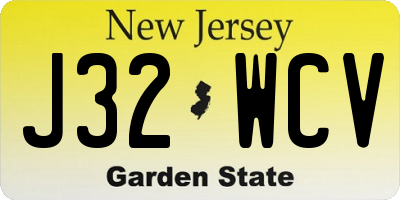 NJ license plate J32WCV