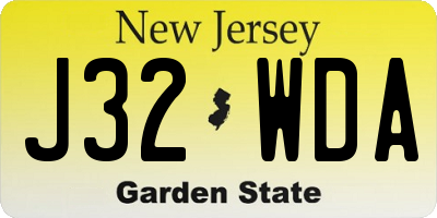 NJ license plate J32WDA