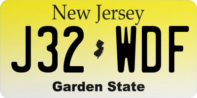 NJ license plate J32WDF