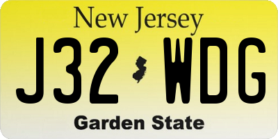 NJ license plate J32WDG