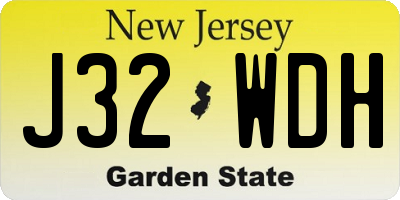 NJ license plate J32WDH
