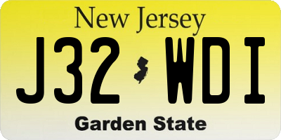 NJ license plate J32WDI