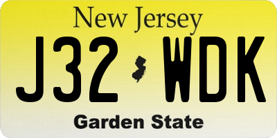 NJ license plate J32WDK