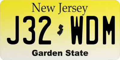 NJ license plate J32WDM