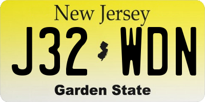 NJ license plate J32WDN