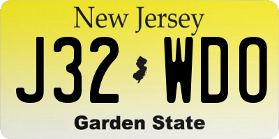 NJ license plate J32WDO
