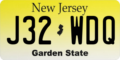 NJ license plate J32WDQ