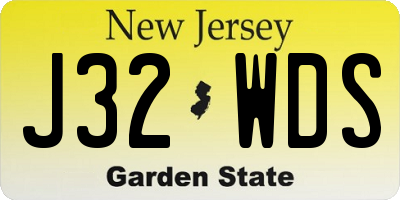 NJ license plate J32WDS