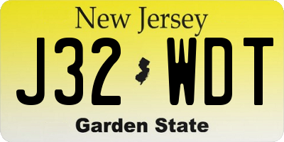 NJ license plate J32WDT