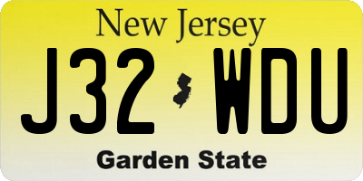 NJ license plate J32WDU