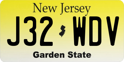 NJ license plate J32WDV