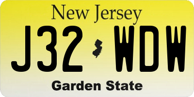 NJ license plate J32WDW