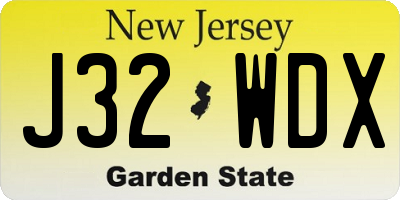 NJ license plate J32WDX