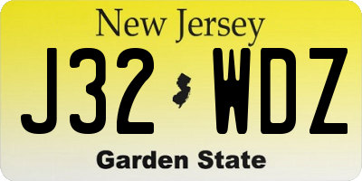 NJ license plate J32WDZ