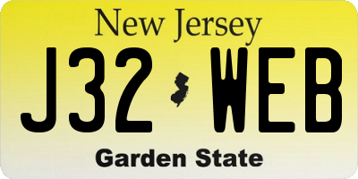 NJ license plate J32WEB
