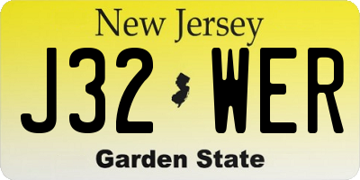 NJ license plate J32WER
