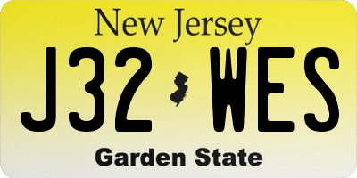 NJ license plate J32WES