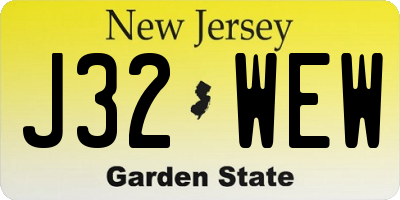 NJ license plate J32WEW