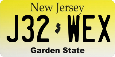 NJ license plate J32WEX